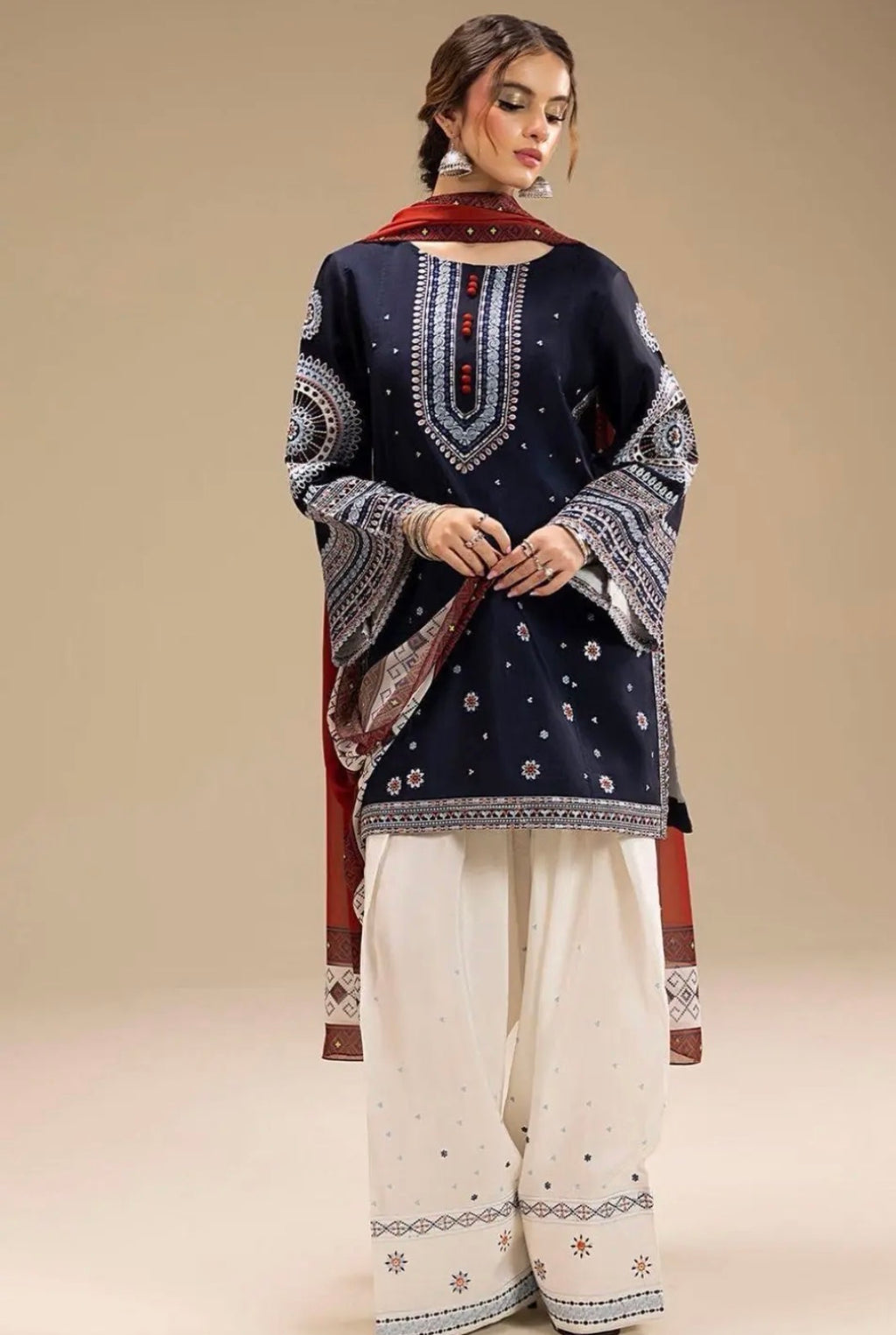 Embroidered Lawn Farshi Shalwar Suit | READY TO DISPATCH
