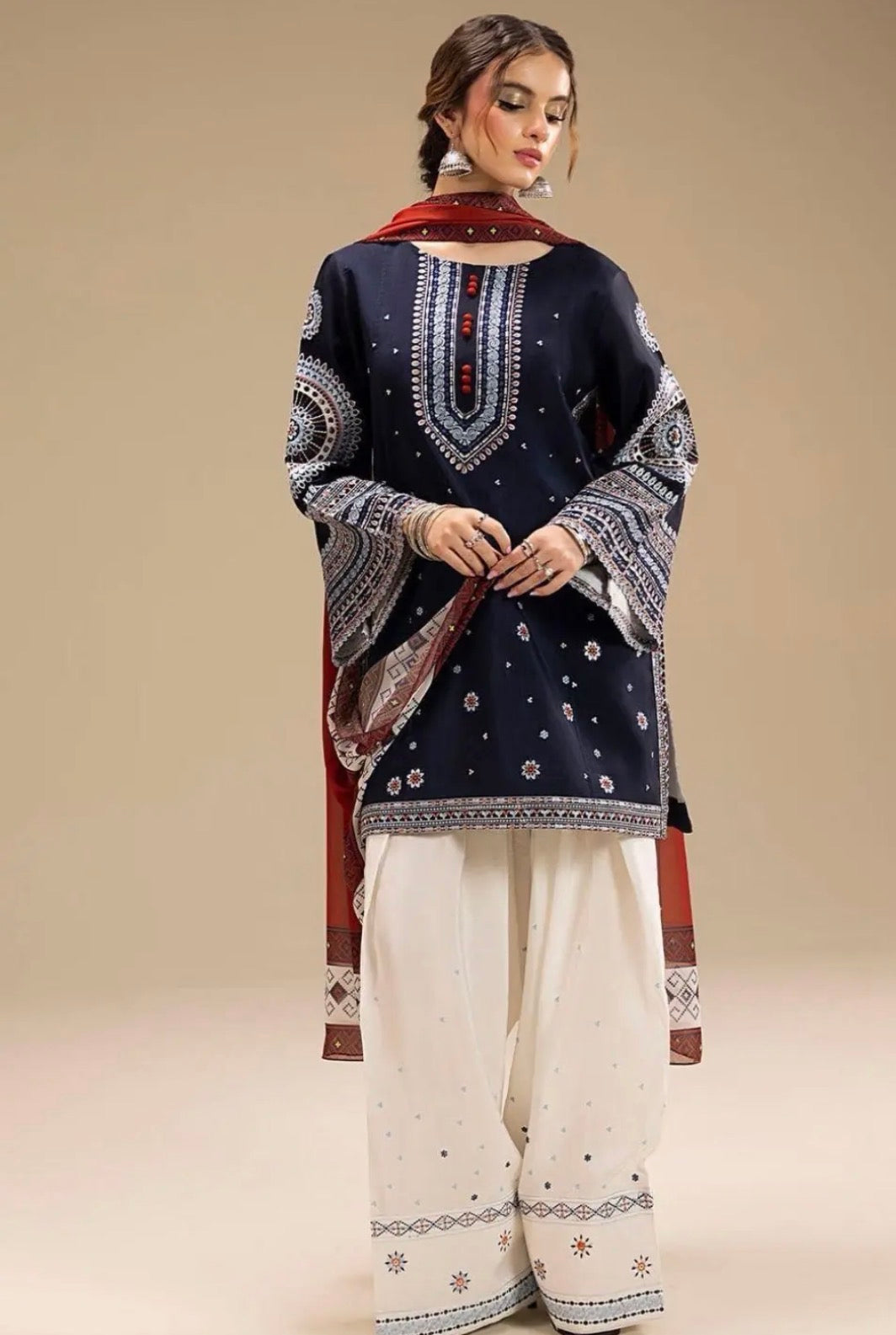 Embroidered Lawn Farshi Shalwar Suit | READY TO DISPATCH