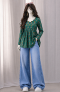 Emerald Bloom Winter Printed Viscose Kurti