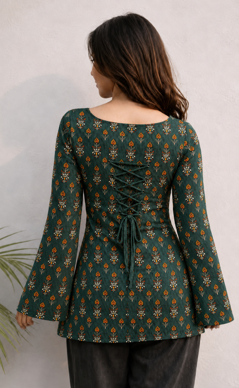 Emerald Bloom Winter Printed Viscose Kurti