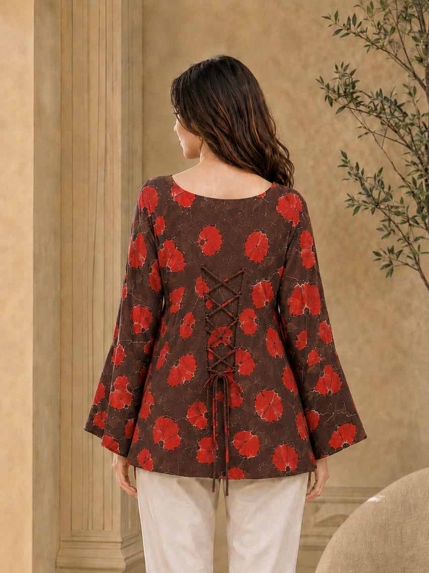 Crimson Poppy Khaddar Frock Kurti