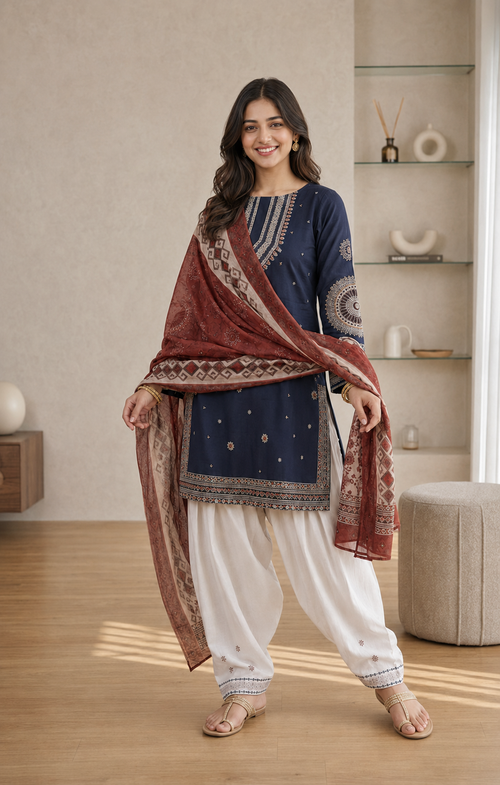 Embroidered Lawn Farshi Shalwar Suit