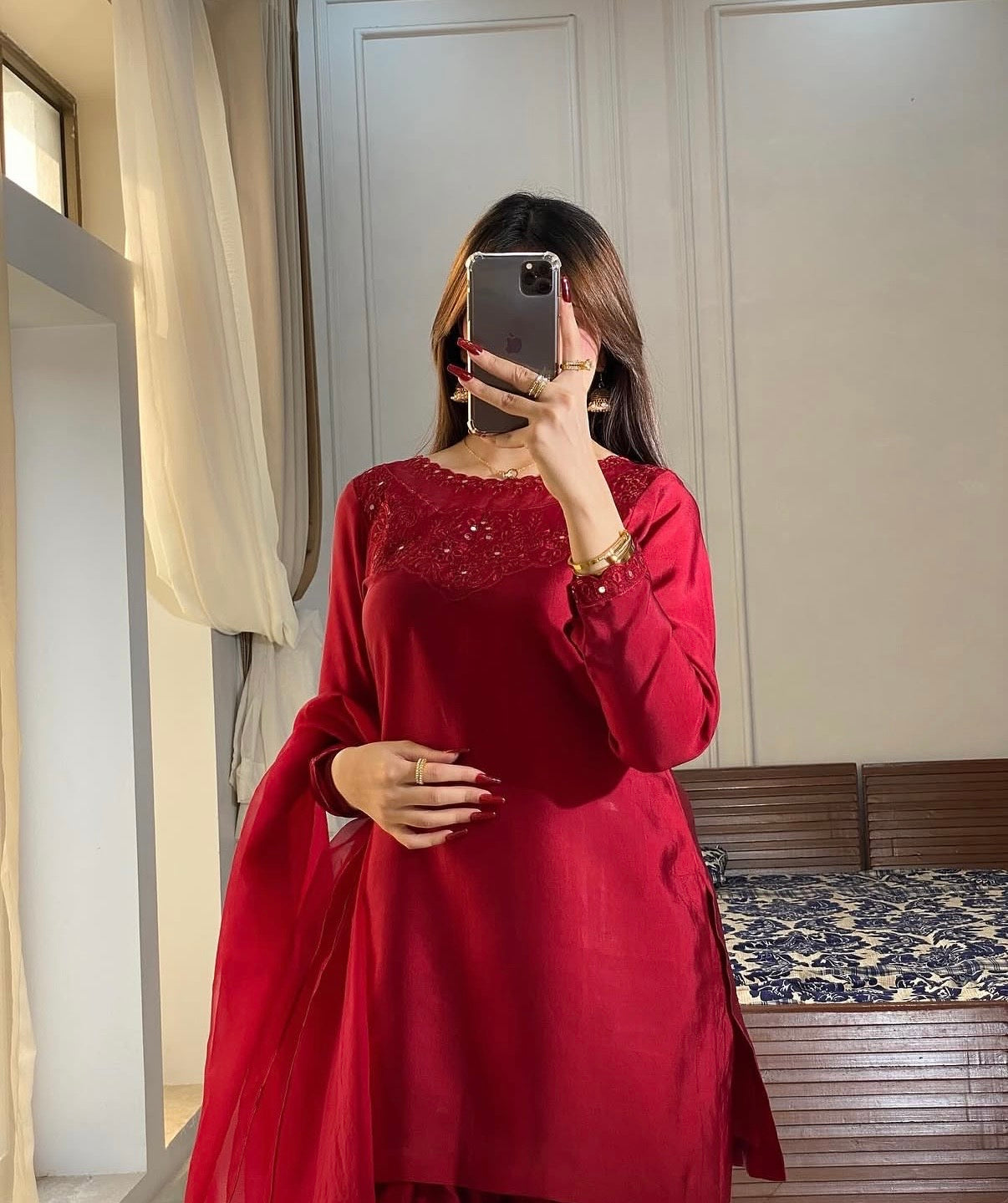 Ruby Red farshi shalwar suit| READY TO DISPATCH