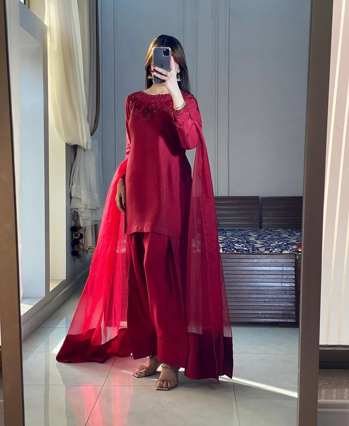Ruby Red farshi shalwar suit| READY TO DISPATCH