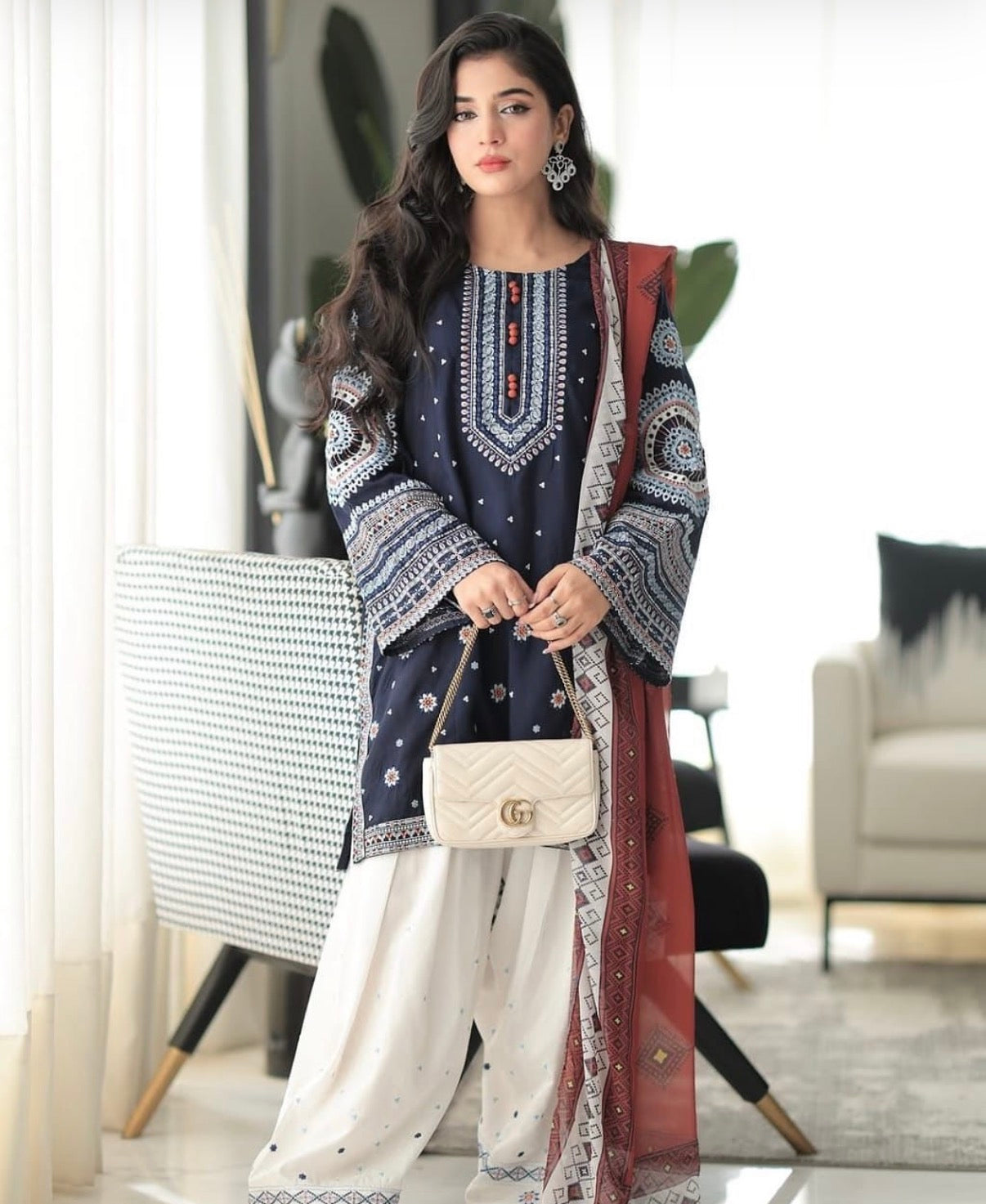 Embroidered Lawn Farshi Shalwar Suit | READY TO DISPATCH