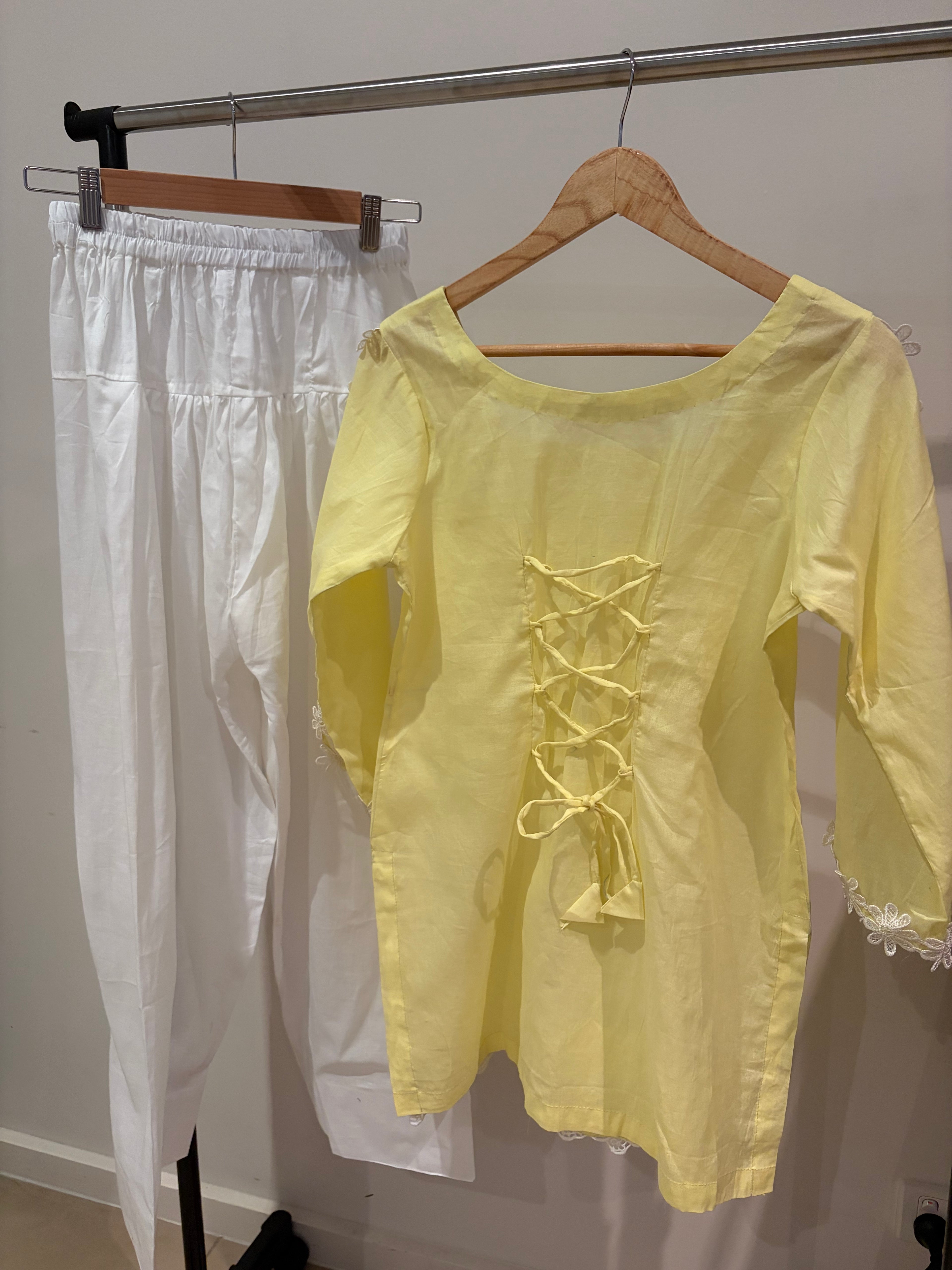 Lemon Blossom Farshi Co-ord Set
