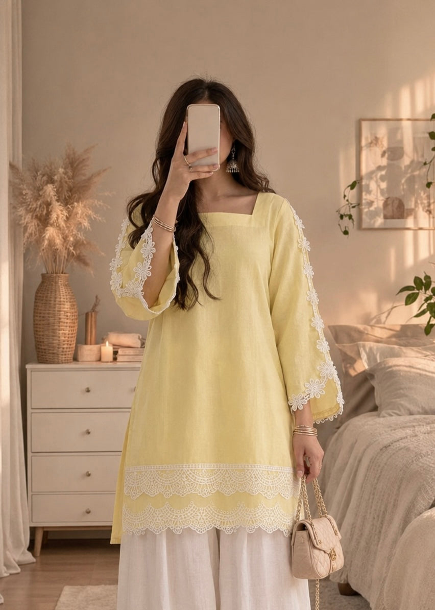 Lemon Blossom Farshi Co-ord Set