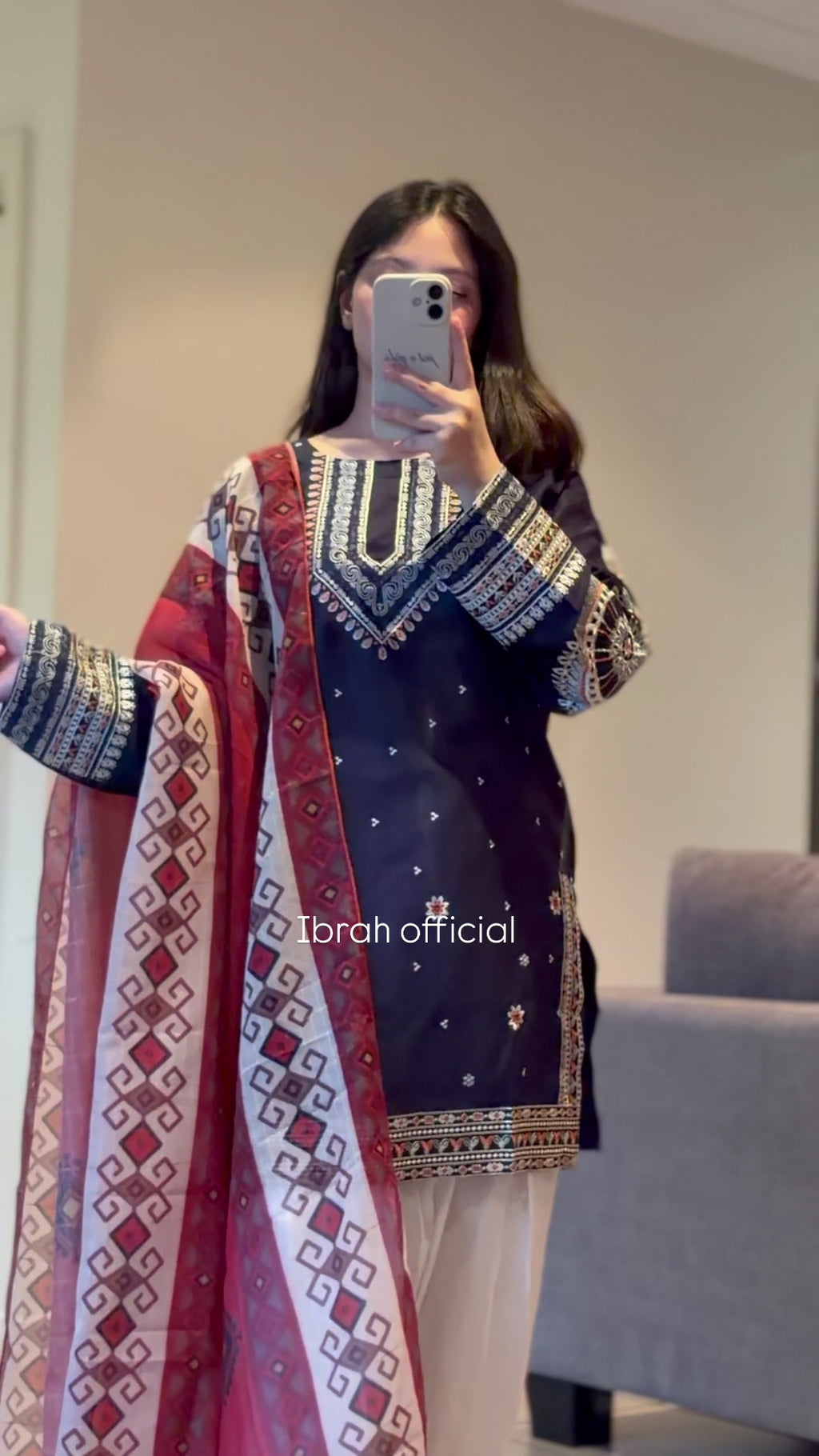 Embroidered Lawn Farshi Shalwar Suit