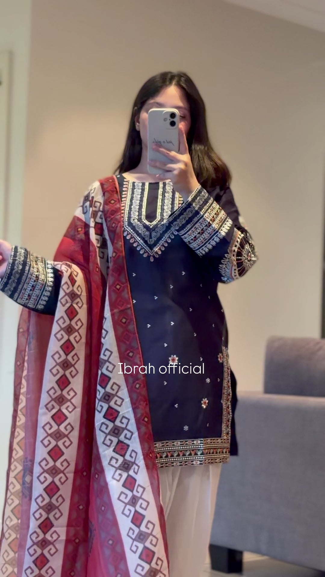 Embroidered Lawn Farshi Shalwar Suit